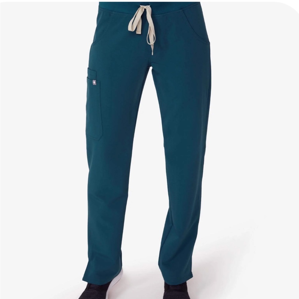 Small Petite Figs Kade Scrub Pants in Caribbean Blue